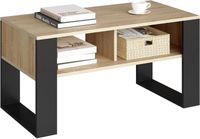 WOLTU Table Basse, Style Industriel Vintage, Table de Salon Espace de Rangement, en Bois d'Ingénierie, 90x45x45cm, Chêne Clair