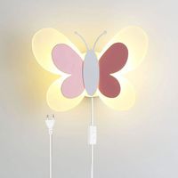 Applique murale LED avec interrupteur, câble et prise, lampe de chevet, veilleuse papillon tricolore à intensité variable-tmt