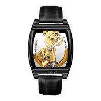 Top luxe hommes Transparent luxe automatique mécanique montres bracelet en cuir squelette Tourbillon lumineux montre pour homme