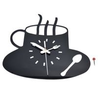 EBTOOLS horloge de bureau Horloge murale de cuisine 3D tasse à café moderne Style acrylique mouvement silencieux conception sans