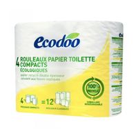 Rouleaux papier toilette compacts écologiques et 100% recyclé - 4 rouleaux - ECODOO