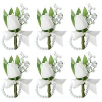 Corsage de poignet de mariée et de marié, 6 pièces, tulipe blanche, fleur de muguet, fournitures de décoration de mariage ​