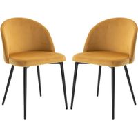 HOMCOM Chaises de salle à manger design scandinave lot de 2 chaises pieds effilés métal noir assise dossier ergonomique velours