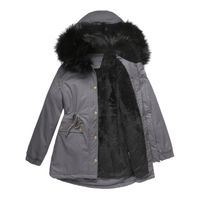 Manteau long d'hiver chaud pour femmes épaissir polaire doublé manteau vestes avec capuche en fourrure Cendre