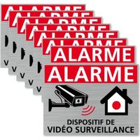Autocollants vidéo surveillance, Dispositif Sous Vidéo Surveillance, lot de 8 adhésifs 80 x 60 mm Argent Brossé
