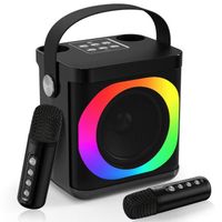 Machine Karaoké, Enceinte Karaoké Bluetooth Portable avec 2 Microphones sans Fil et lumières dynamiques pour Adultes et Enfants