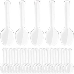 60 Cuillères En Plastique Transparent - Mini Cuillères Dégustation Réutilisables | Pour Fêtes, Goûters