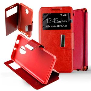 COQUE - BUMPER Etui housse coque à clapet folio avec fenêtre One Touch Pop Up Alcatel PU protection intégrale Rouge