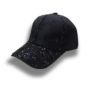 CASQUETTE Casquette,Casquette de Baseball avec perles de verre colorées pour filles,chapeau de protection UV,tendance - Type black - 56-60cm