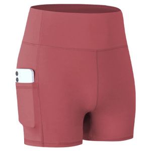 SHORT DE SPORT Short de Sport pour Femmes - Marque - Modèle - Taille Haute - Poches - brun