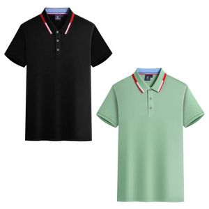 POLO Lot de 2 Polo Homme Ete Manches Courtes T-Shirt Elegant Couleur Unie Casual Top Respirant Tissu Confortable - Noir/vert clair