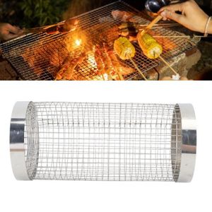 USTENSILE GUE panier à griller pour barbecue en acier inoxydable Panier à griller pour barbecue en forme de cylindre en fil de maille GU345