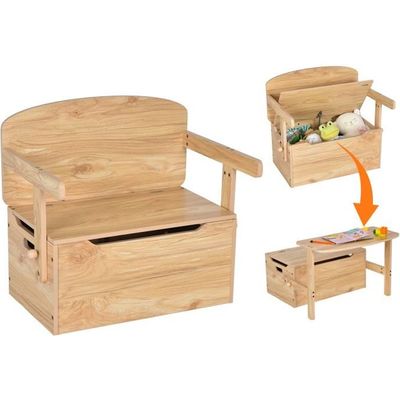Table Enfant 3 En 1 COSTWAY - Coffre à Jouets Et Chaise - Bois Pour 3-7 Ans