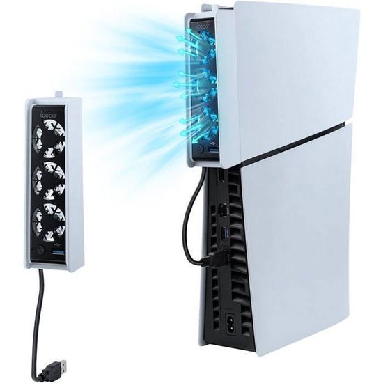 Ventilateur Refroidissement Pour PS5 Slim – 3 Vitesses, 3 Ventilateurs Internes, Silencieux