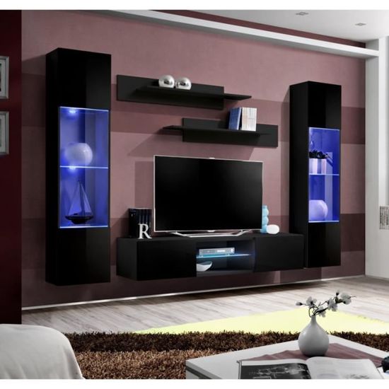 Ensemble Meuble Tv Mural Fly O3 260 X 40 X 190 Cm Noir