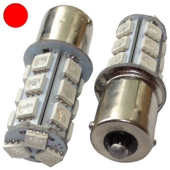 AERZETIX 2X Ampoule 24V P21W R10W R5W 9LED Rouge pour Camion Semi-remorque Porte de Garage Portail