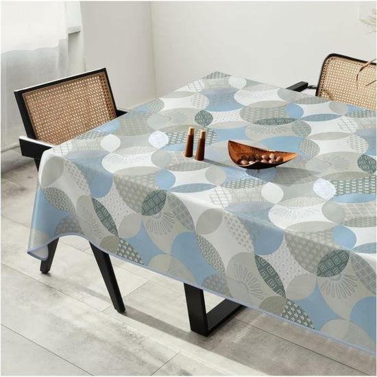 Nappe En Toile Cirée Lavable Motif Campagne Gris Vieilli - Dimensions 180x140 Cm - Imperméable Et Facile à Nettoyer - 7