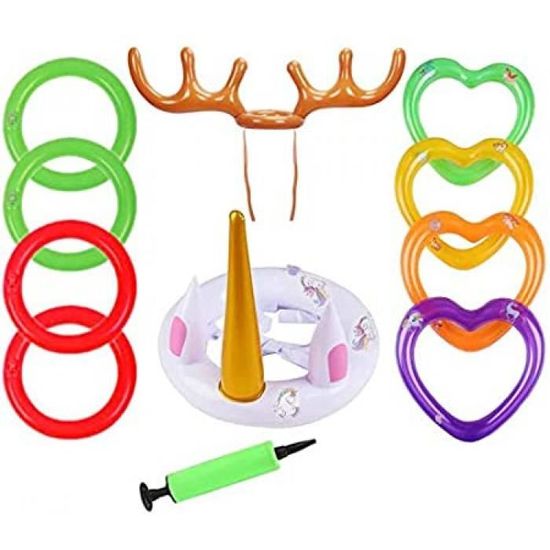 Chapeau gonflable en forme de bois de renne avec 8 anneaux 1 pompe pour enfants et adultes 