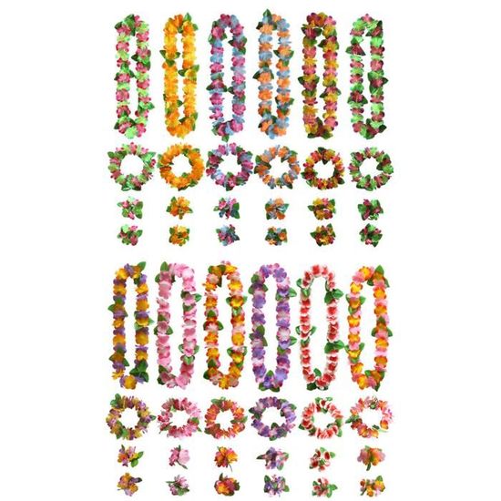 TANJI 36 Pièces Colliers Hawaiens Fleurs Multicolores - Guirlandes Hawaïennes Tropicales Pour Fêtes Plage, Anniversaire, Mariage Et Déguisement