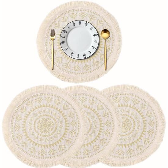 Sets De Table Ronds Lavables En Forme De Tigre Blanc Pour Décoration De