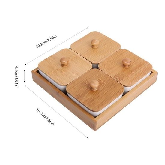 Plat De Service / Apéritif Inox 18/10 Avec Poignées En Bois - Argenté - Occasion