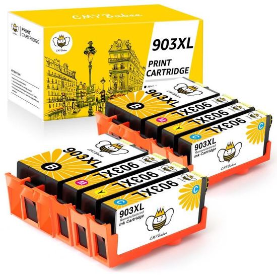 Cartouches D'encre Compatibles HP 903 XL - Pack 4 Couleurs (Noir 36ml, Couleur 13ml) - Marque Hehua
