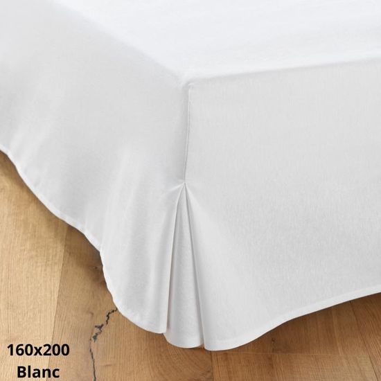 Cache Sommier 160x200 Cm Gris - Tissu Extensible Doux - Installation Facile - Hauteur Max 21cm - Dahlica