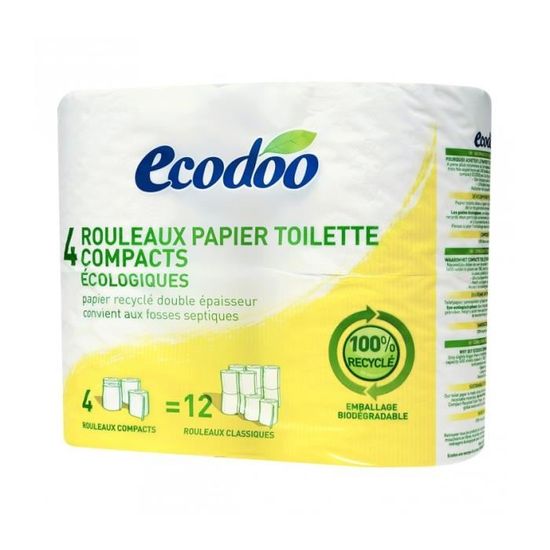 Papier toilette compact & écologique - Lot de 4 rouleaux, Ecodoo