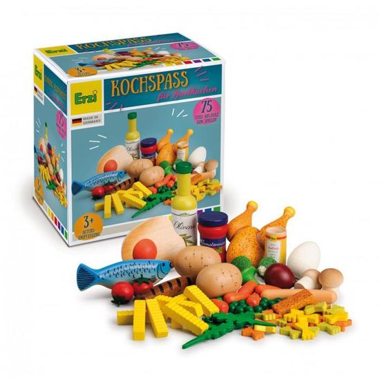 Gaufre En Bois à Partager Erzi - Jeu De Coupe Velcro Pour Enfants - Développe Motricité Et Imagination - Fabriqué En Allemagne