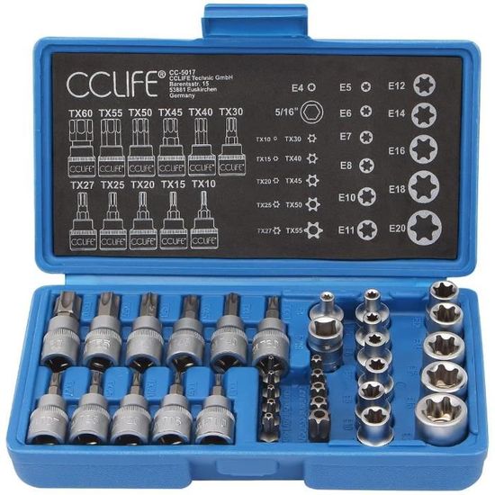 3 Douilles Torx T30 1/4" - Longueur 38 Mm, Acier S2 Trempé - Pour Cliquet Manuel, Bricolage, Réparation