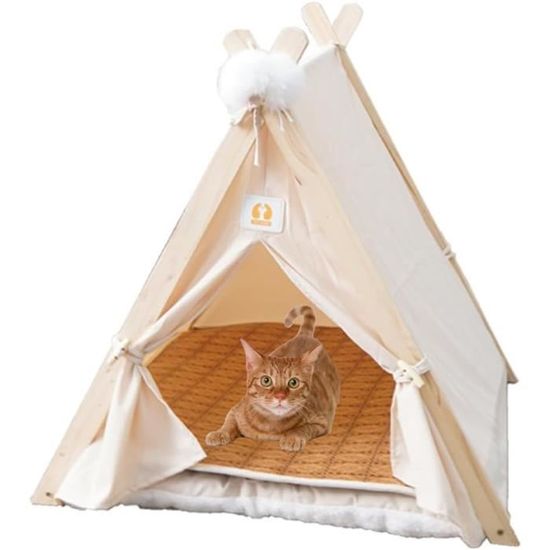 Tipi Pour Animaux De Compagnie - Tente Niche Pour Chat, Chien, Lapin 50x50x60 Cm Avec Coussin | Intérieur Et Extérieur, Lavable