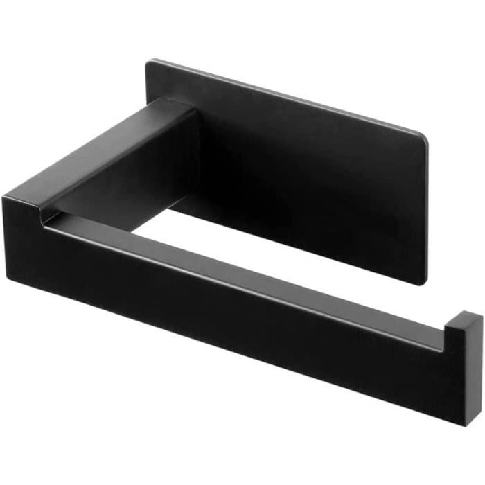 Porte-rouleau Papier Toilette Sans Perçage - Adhésif Puissant - Noir, Alliage Aluminium - Pour Salle De Bain Ou Cuisine