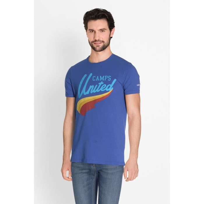 CAMPS T-shirt Manches Courtes - Homme - Bleu surf et Blanc