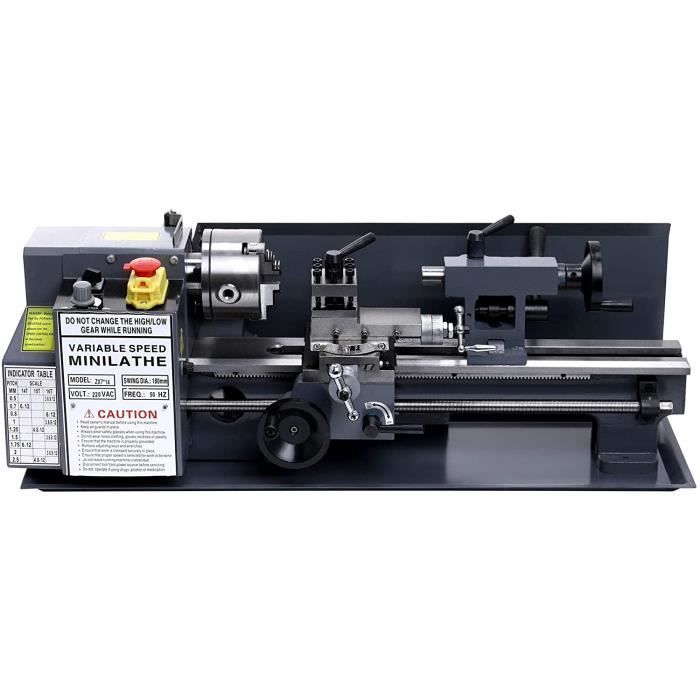 550W Tour à Métaux, 7x14- Tour Électronique, Tour de Haute Précision pour Traitement Métaux de Vitesse Variable avec Banc Rotatif