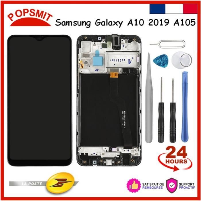 ECRAN COMPLET SAMSUNG GALAXY A10 2019 A105 NOIR VITRE TACTILE + LCD SUR CHASSIS + OUTILS