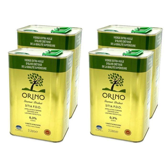Lot 4x Huile d'olive extra vierge de Crète AOP - Orino - bidon 3 litres