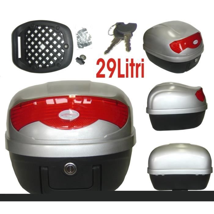 Top Case Valise Bagage Moto Scooter Universel 29 lt Fermeture Clé NO Givi argent