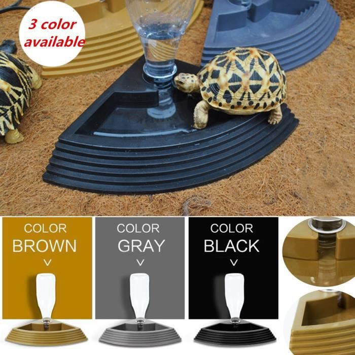 Bol,450ml tortues pour animaux de compagnie eau potable plat bol mangeoire tortue Reptiles chat chien Pot d'eau - Type Brown