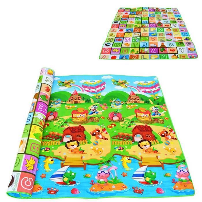Tapis d'éveil,Double face bébé tapis de jeu 0.5cm Eva mousse tapis de développement pour enfants tapis - Type Farm-180cm * 120cm
