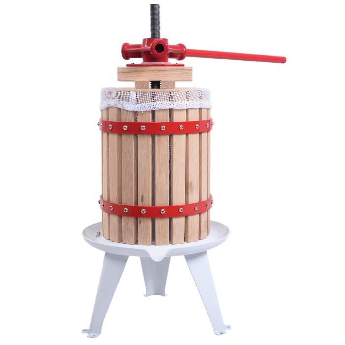 Pressoir à fruits, baies, vin, cidre manuel mécanique bois de chêne 6L NEUF