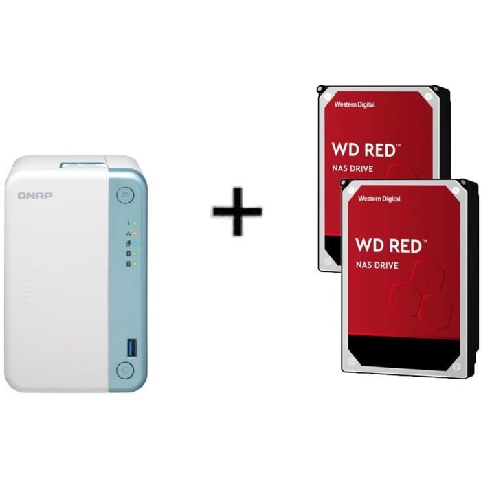 Serveur Stockage NAS - TS-251D-4G - 2 Baies + 2 Disque dur Interne NAS - 2To - 5 400 tr/min - Cache 64MB - 3.5- WD20EFAX