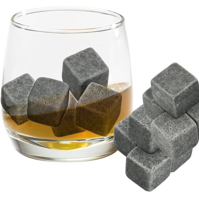 9pcs Whisky Pierre Glace Cube Glaçons Stéatite Refroidisseurs de Boissons Avec Pochette de Velours