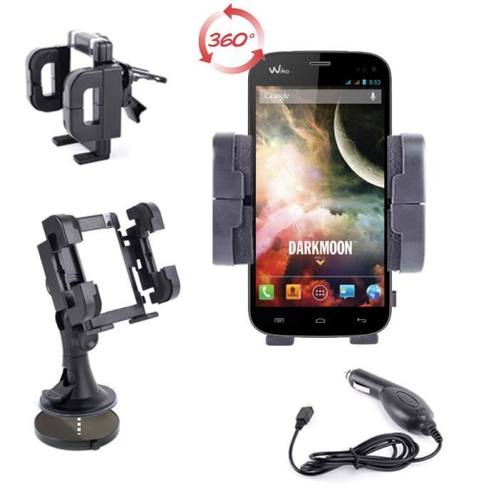 Support voiture 3 en 1 pour tous téléphones Wiko