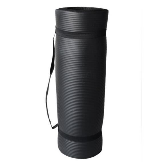 Tapis de Yoga Pilate Course avec Sangle d'exercice Élastique 183cm * 61cm - Noir