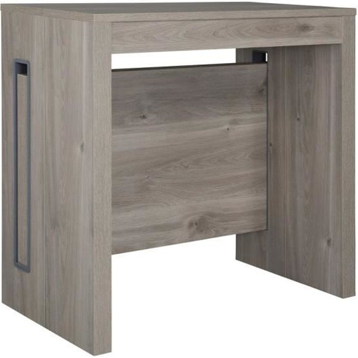 Table console extensible EXTENSIA Chêne Gris jusqu'Ã 8 couverts avec allonges intégrées gris Bois Inside75