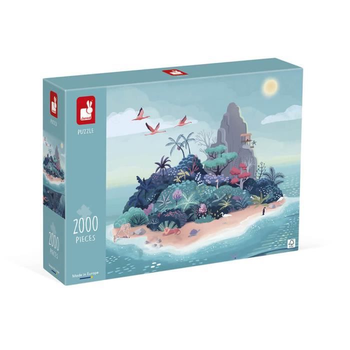 JANOD - Puzzle L'île Mystérieuse - Puzzle Adulte et Enfant 2000 Pièces - Puzzle Carton et Emballage FSC TM - Dès 10 Ans
