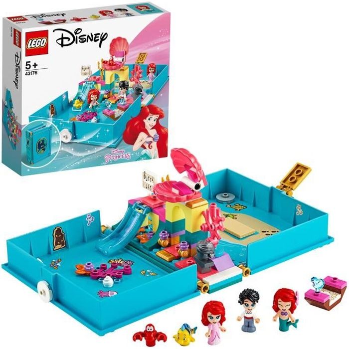 LEGO® Disney Princess 43176 Les aventures d’Ariel dans un livre de contes, La Petite Sirène, Jeu de Voyage Cadeau Enfant 5 ans et +
