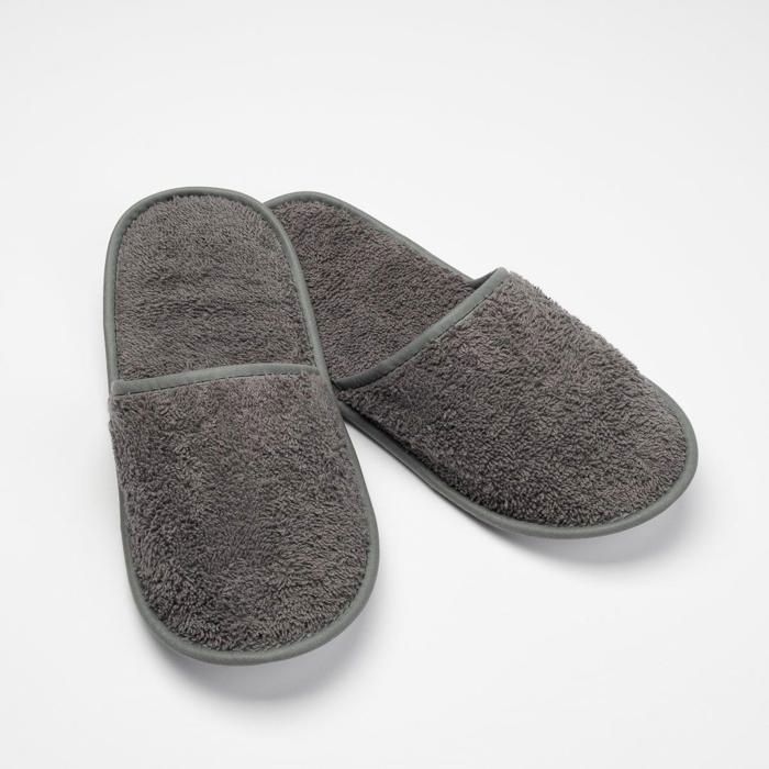 LINANDELLE - Chausson de bain en coton éponge imperméable mixte SPA - Gris foncé - Adulte Homme