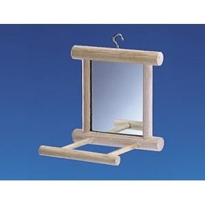 Nobby Miroir en cadre de bois + perchoir