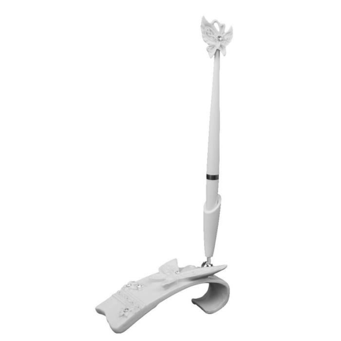 Mariage strass de mariée décoré stylo de signature de style papillon avec porte-stylo (blanc) STYLO - PARURE DE STYLO - RECHARGE